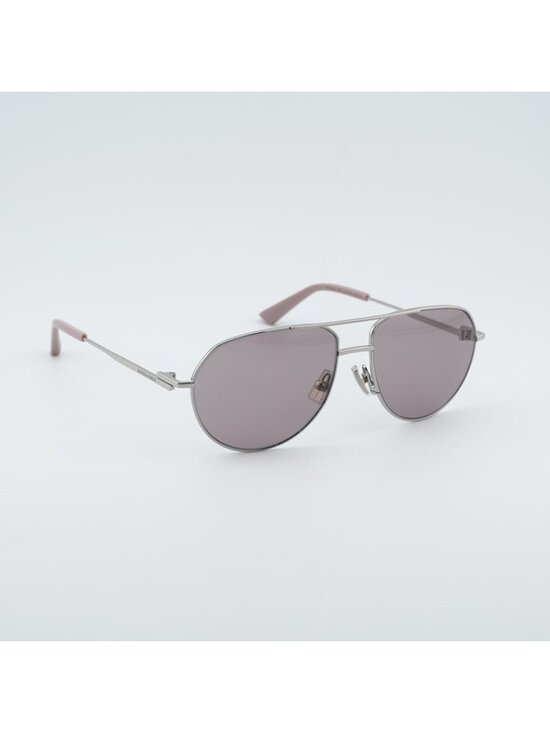 Bottega Veneta BV1302S 004 Unisex Sunglasses Silver Aviator Frame, Violet Lenses main image 6